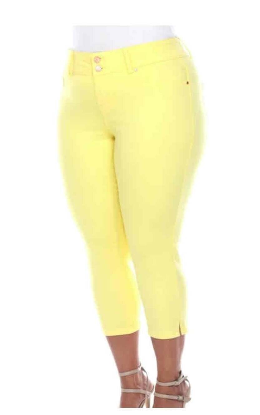 NWT White Mark Women's Yellow Stretch Capri Jeans Size 22 Plus Comfort Fit - Picture 4 of 5